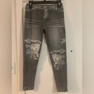 Distressed Grey Ripped Skinny Jeans Leggings
